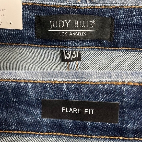 NWT Judy Blue Jeans Georgia Panel Inseam Flare Medium Blue Bellbottom Size 31 - Picture 13 of 16